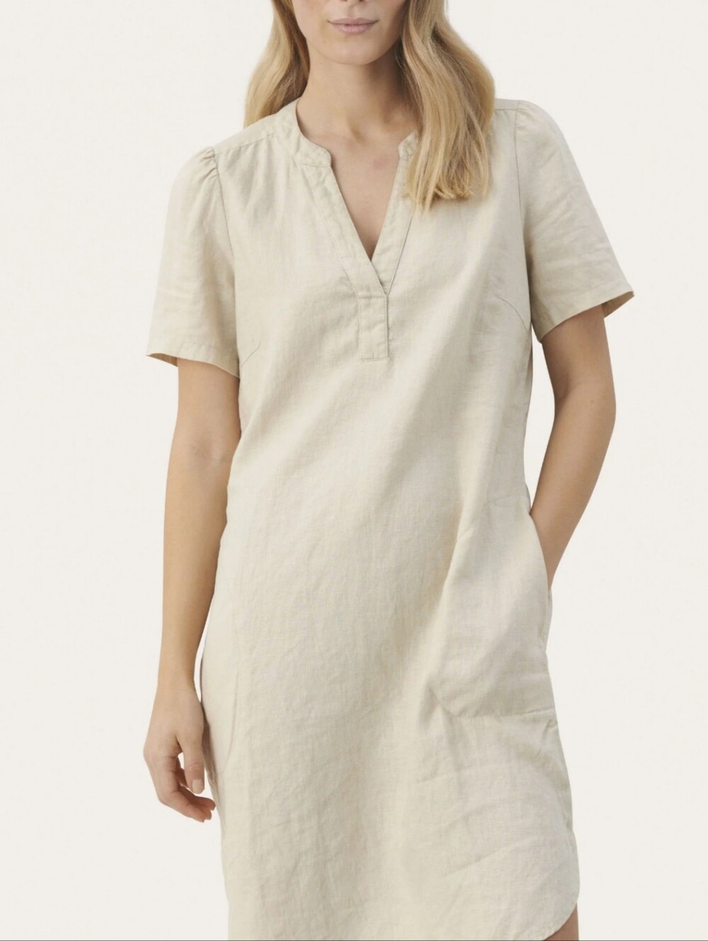 100% Pure Linen Dress, Relaxed-Fit with Pockets, Beige - Part Two (Copenhagen)